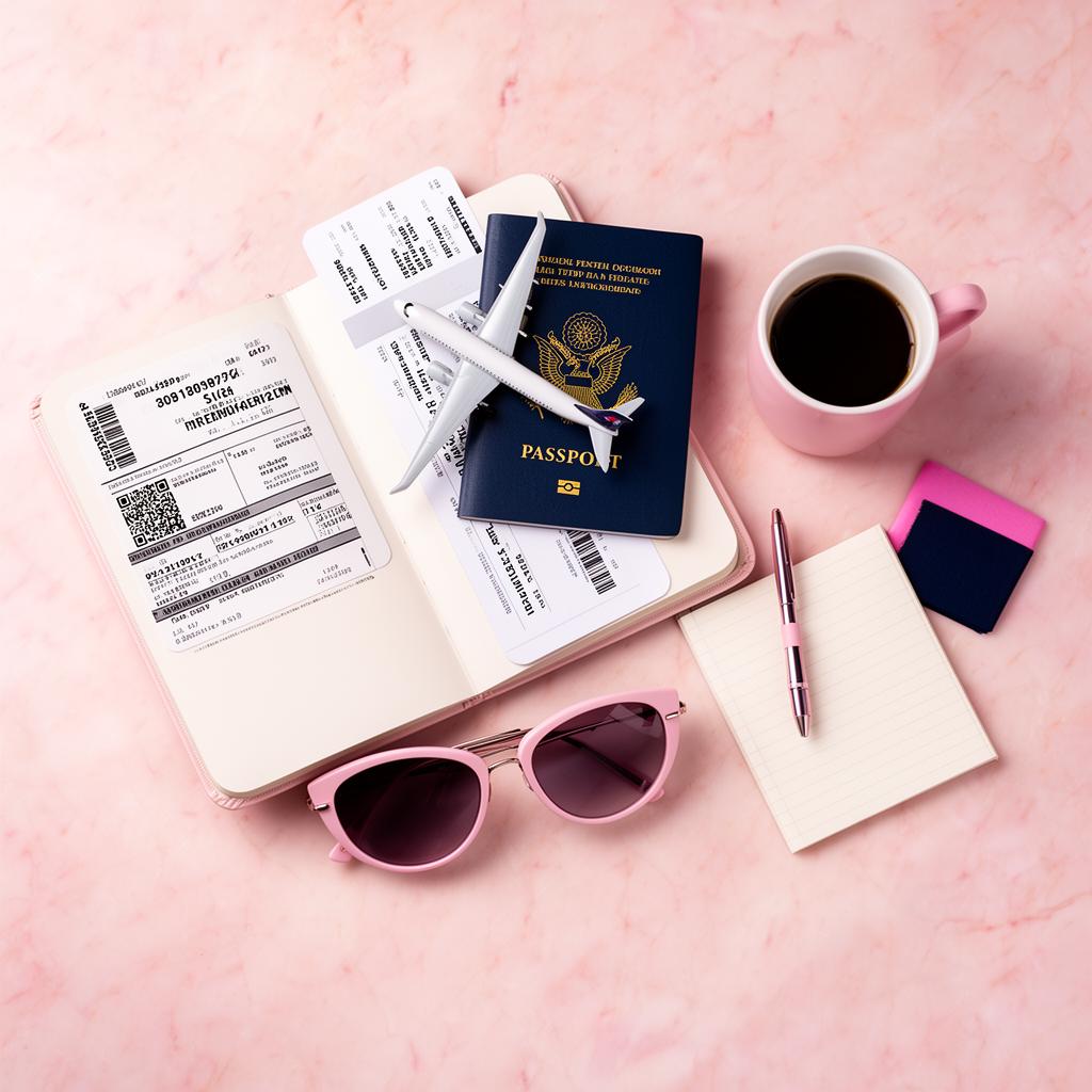 Planejamento de viagem com passaporte e passagens